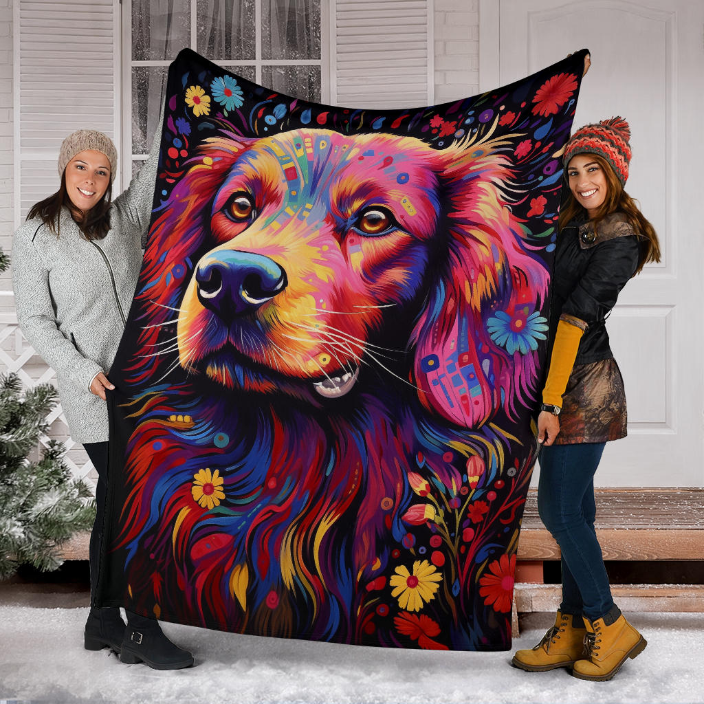 Trippy Psychedelics Golden Retriever Blanket, Golden Retriever Throw Blanket, Golden Retriever Fleece Blanket, Golden Retriever Gifts