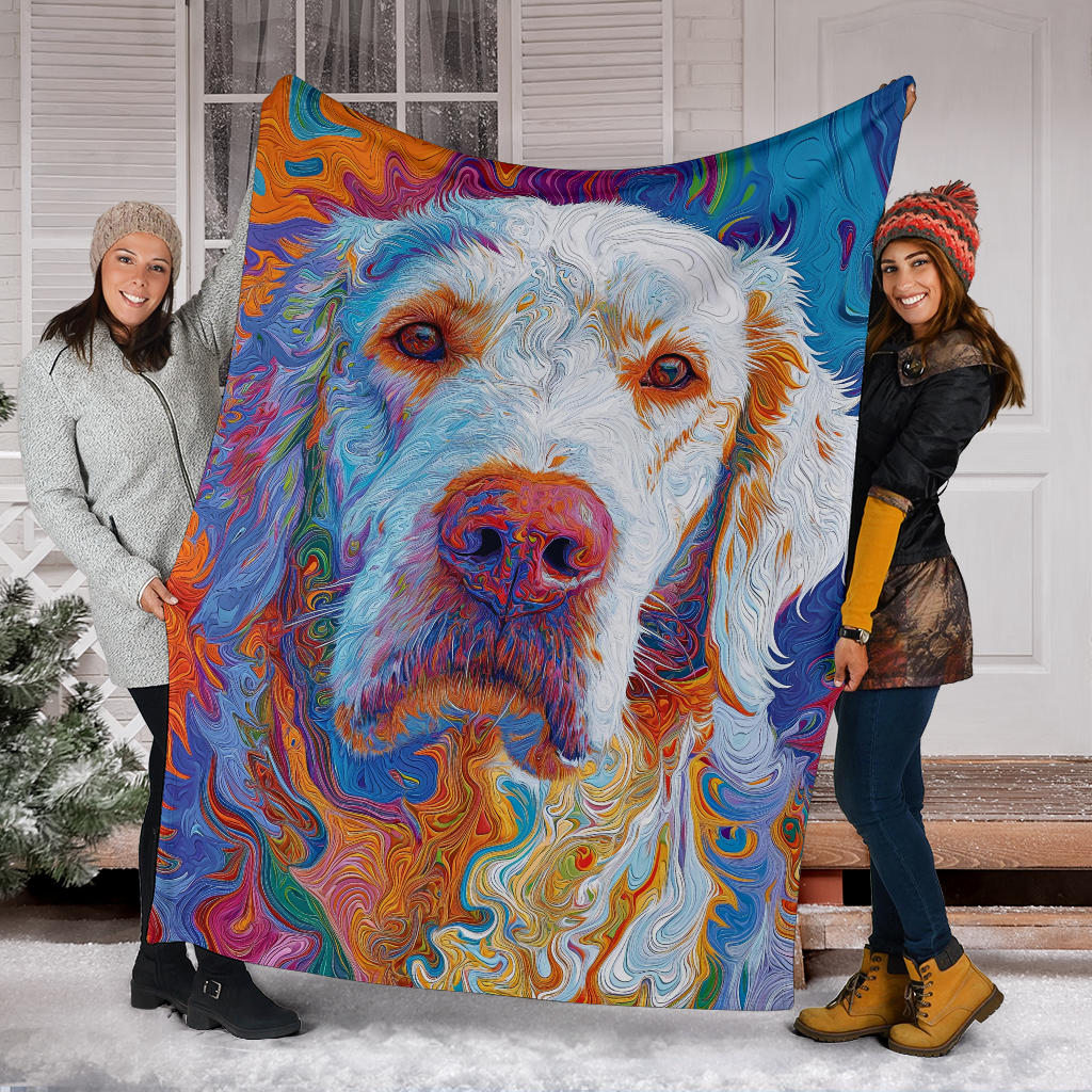 Kuvasz Dog Blanket, Trippy Psychedelics Kuvasz Dog Fleece Blanket, Kuvasz Dog Throw Blanket, Kuvasz Dog Gifts