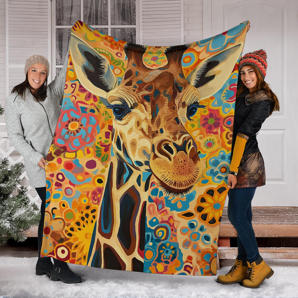 Giraffe Blanket, Trippy Psychedelics Giraffe Fleece Blanket, Giraffe Throw Blanket, Giraffe Gifts