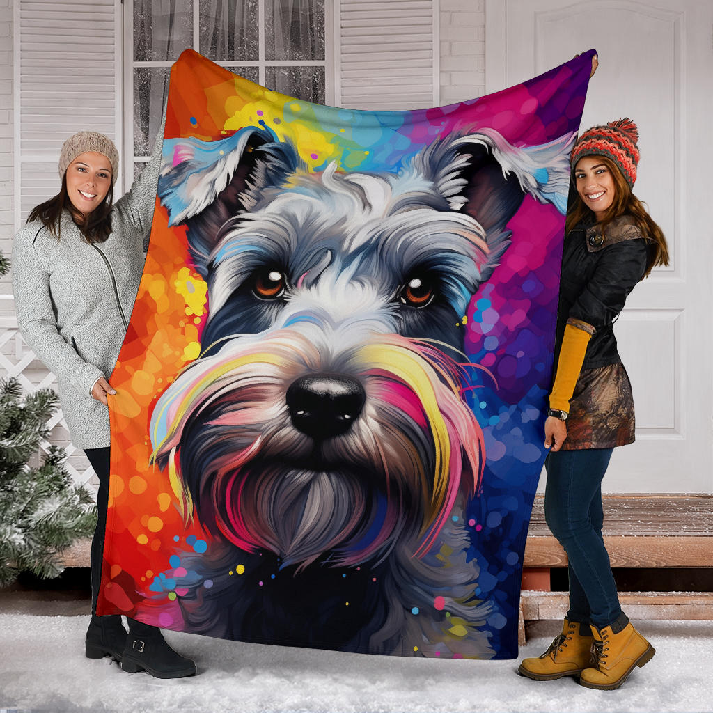 Miniature Schnauzer Blanket, Miniature Schnauzer Dog Trippy Psychedelics Blanket, Miniature Schnauzer Gifts, Miniature Schnauzer Throw Blanket