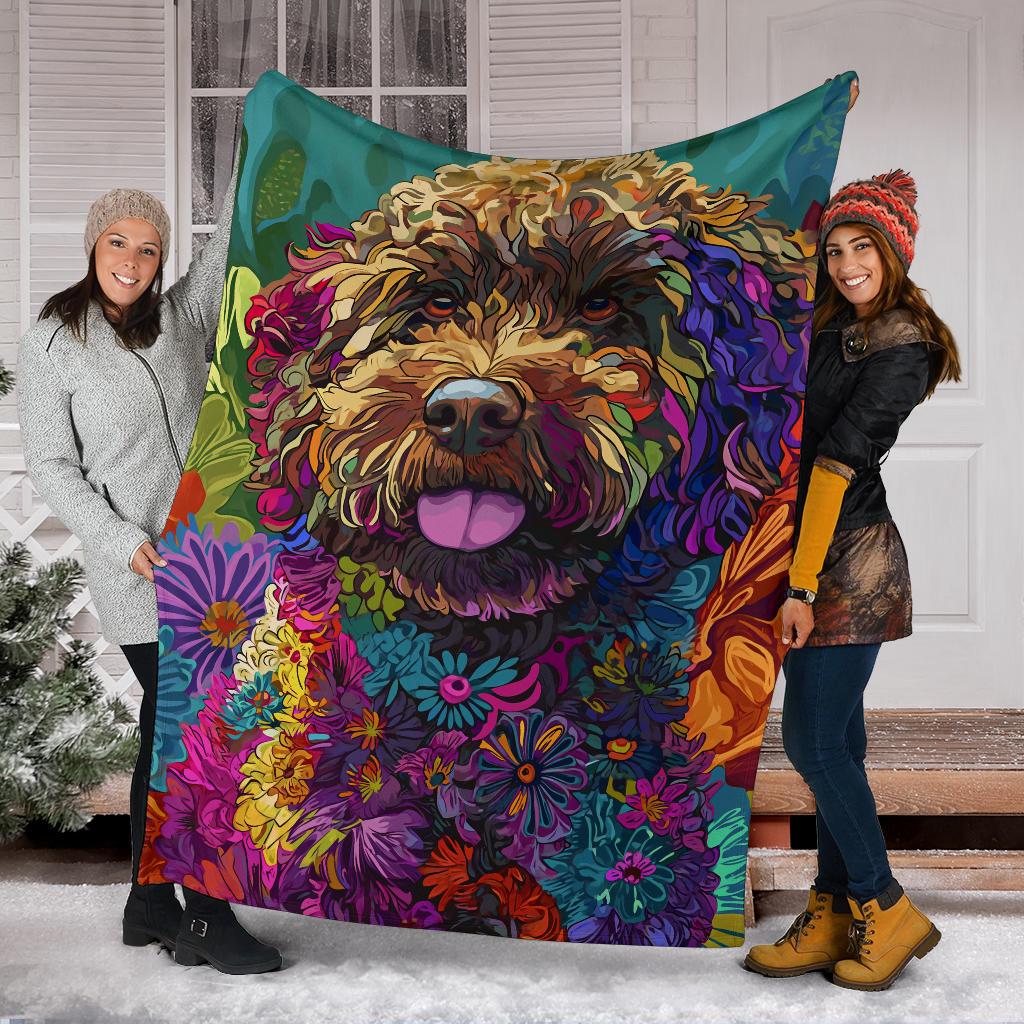 Lagotto Romagnolo Dog Blanket, Trippy Psychedelics Lagotto Romagnolo Dog Fleece Blanket, Lagotto Romagnolo Dog Throw Blanket, Lagotto Romagnolo Dog Gifts