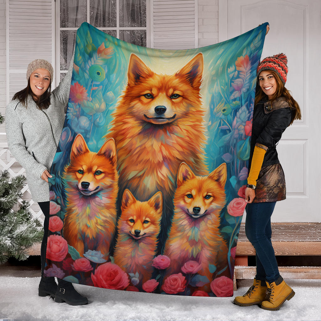 Finnish Spitz Blanket, Trippy Psychedelics Finnish Spitz Fleece Blanket, Finnish Spitz Throw Blanket, Finnish Spitz Gifts