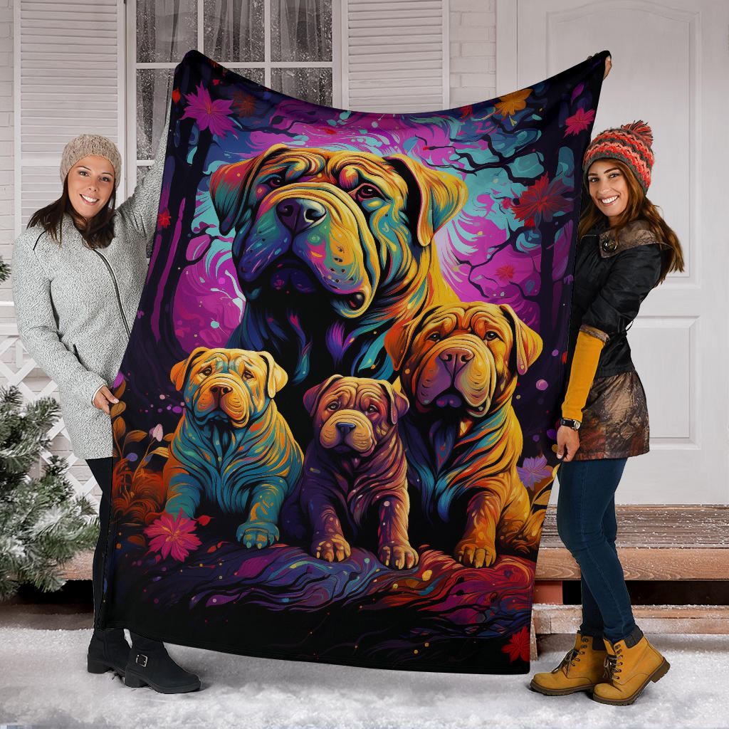 Chinese Shar-Pei Blanket, Trippy Psychedelics Chinese Shar-Pei Fleece Blanket, Chinese Shar-Pei Throw Blanket, Chinese Shar-Pei Gifts