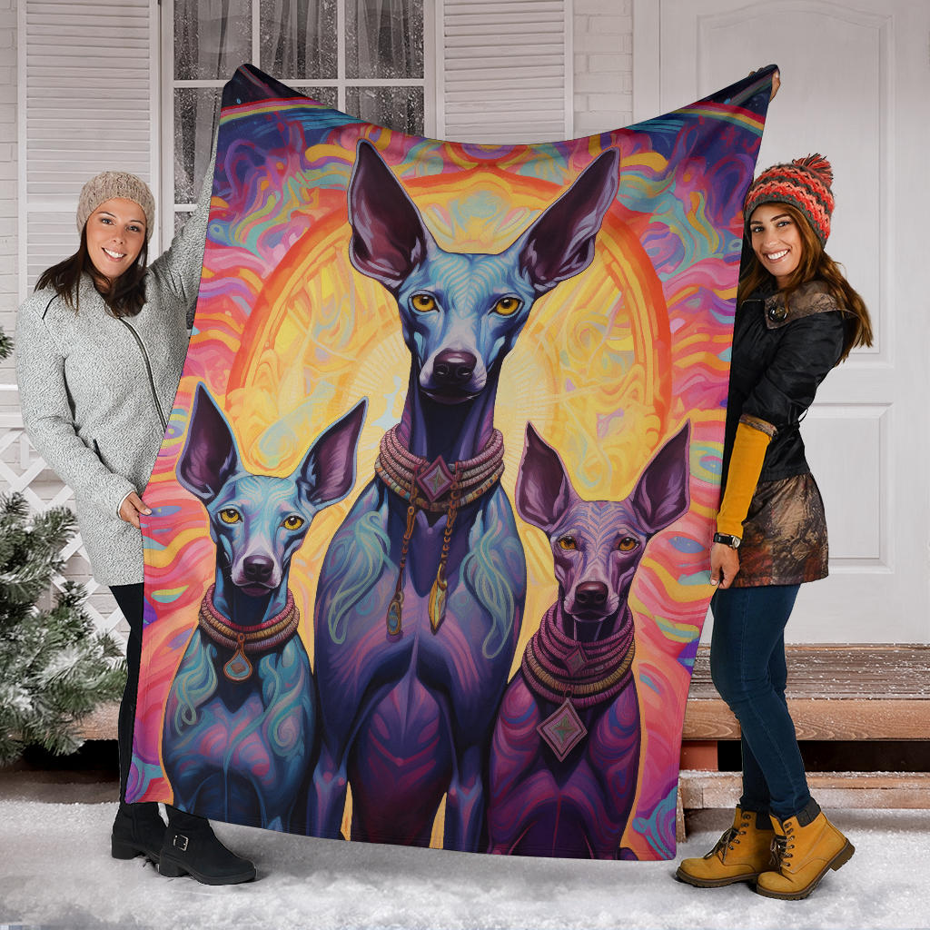 Xoloitzcuintli Blanket, Trippy Psychedelics Xoloitzcuintli Fleece Blanket, Xoloitzcuintli Throw Blanket, Xoloitzcuintli Gifts