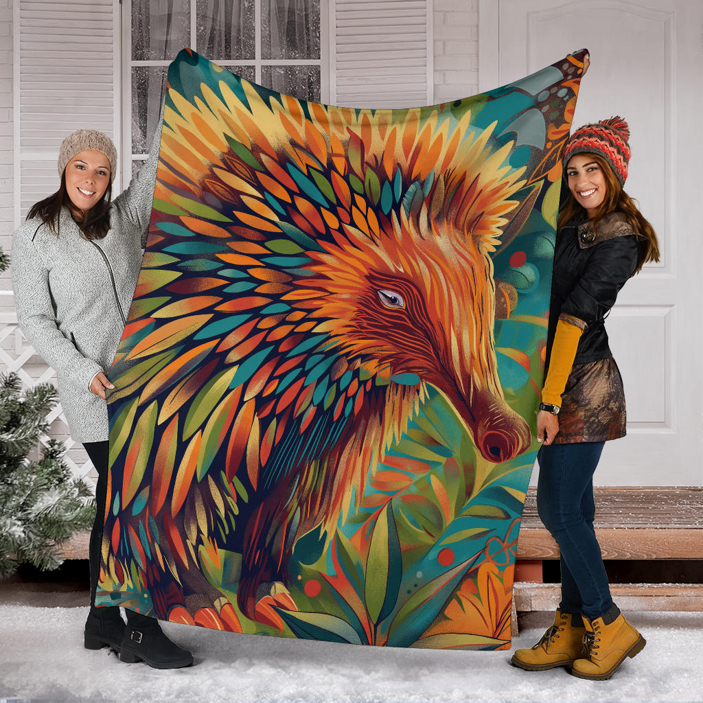 Echidna Blanket, Trippy Psychedelics Echidna Fleece Blanket, Echidna Throw Blanket, Echidna Gifts