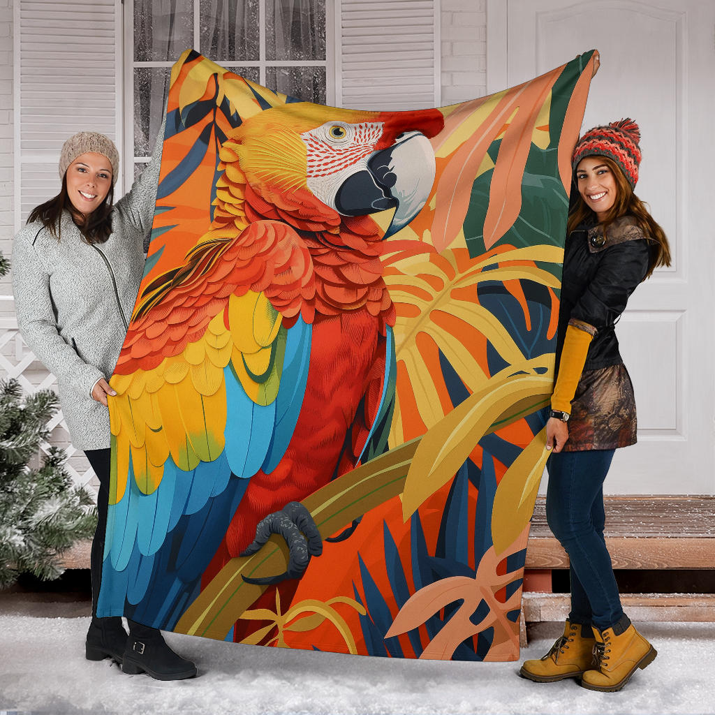 Parrot Blanket, Trippy Psychedelics Parrot Fleece Blanket, Parrot Throw Blanket, Parrot Gifts