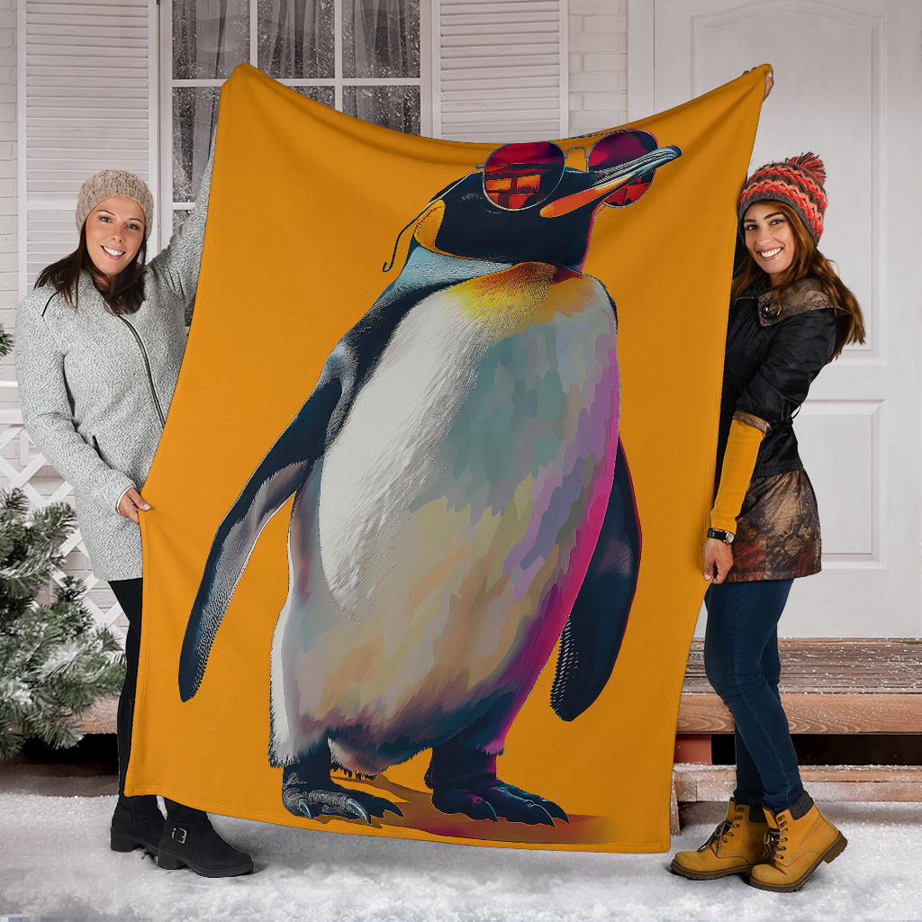 Penguin Blanket, Trippy Psychedelics Penguin Fleece Blanket, Penguin Throw Blanket, Penguin Gifts