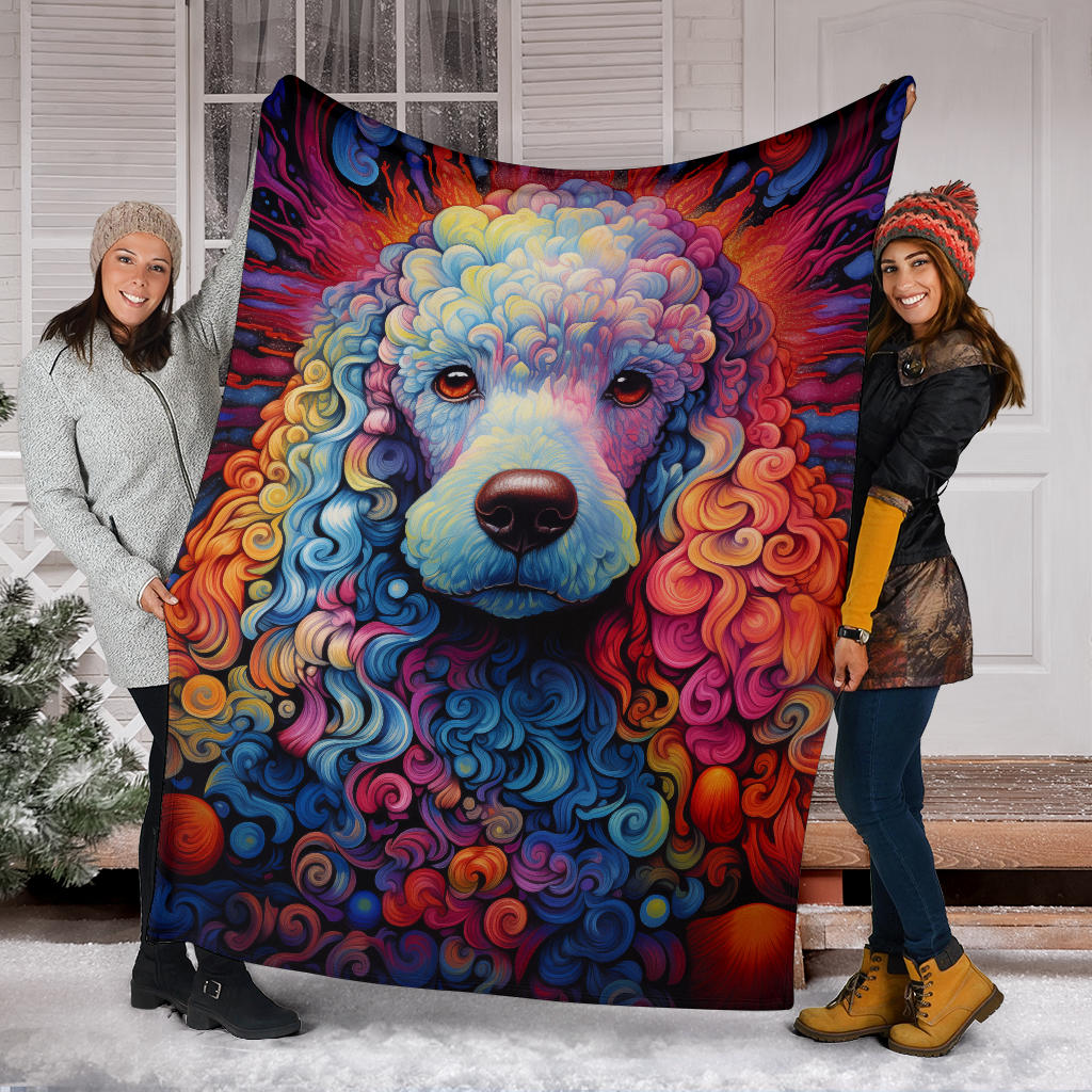 Trippy Psychedelics Poodle Blanket, Poodle Throw Blanket, Poodle Fleece Blanket, Poodle Gifts