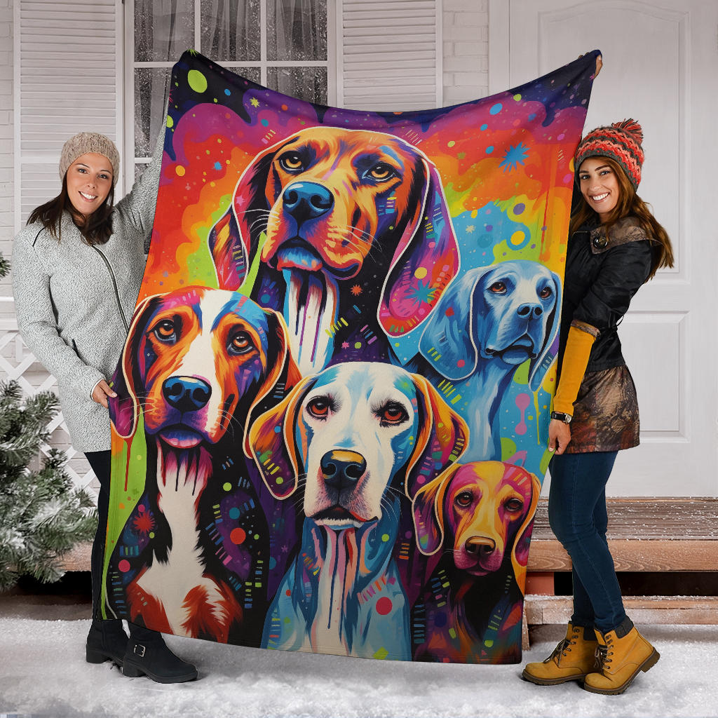 English Foxhound Blanket, Trippy Psychedelics English Foxhound Fleece Blanket, English Foxhound Throw Blanket, English Foxhound Gifts