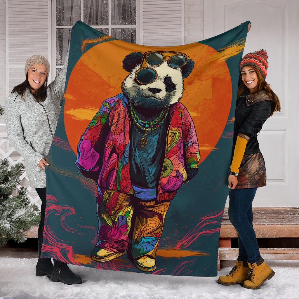 Panda Blanket, Trippy Psychedelics Panda Fleece Blanket, Panda Throw Blanket, Panda Gifts