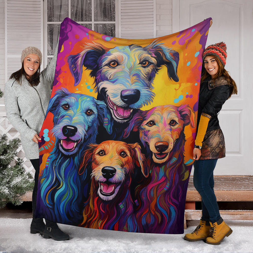 Irish Wolfhound Blanket, Trippy Psychedelics Irish Wolfhound Fleece Blanket, Irish Wolfhound Throw Blanket, Irish Wolfhound Gifts