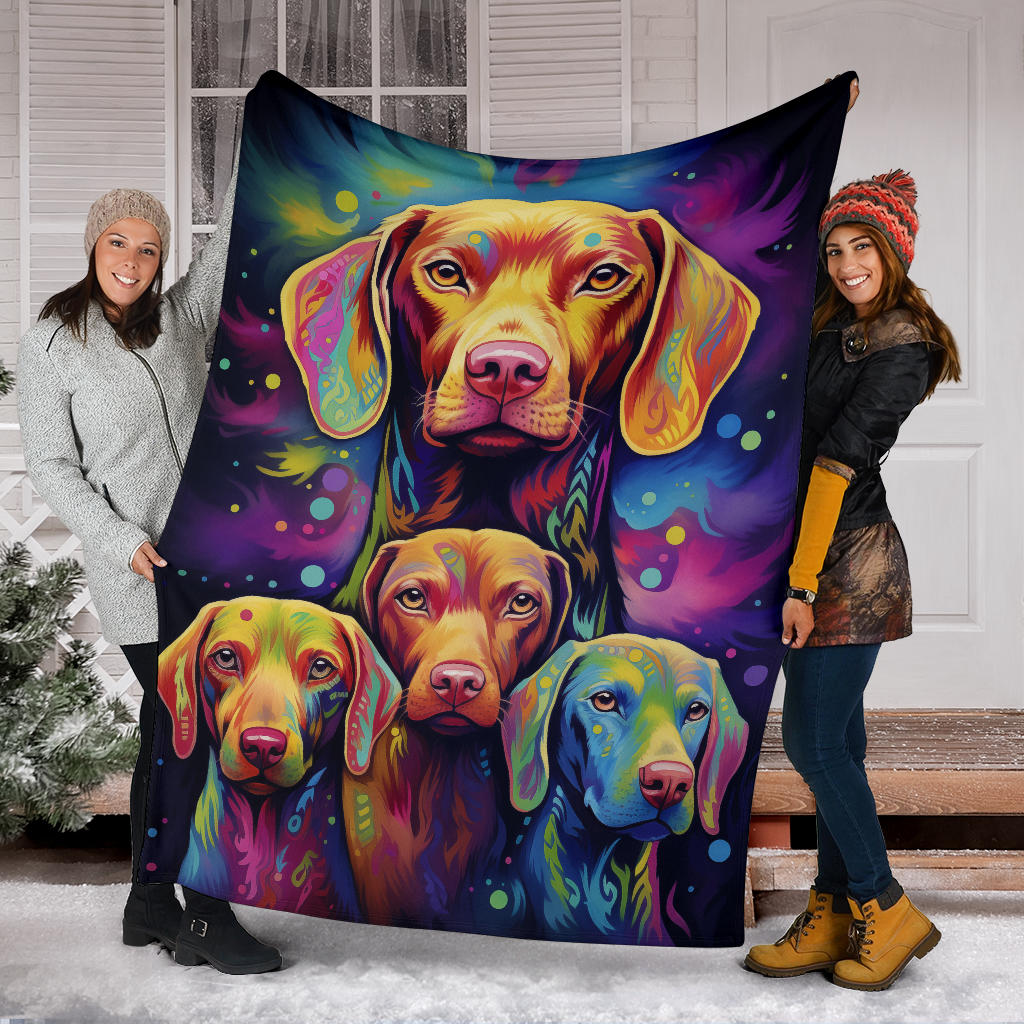 Vizsla Blanket, Trippy Psychedelics Vizsla Fleece Blanket, Vizsla Throw Blanket, Vizsla Gifts