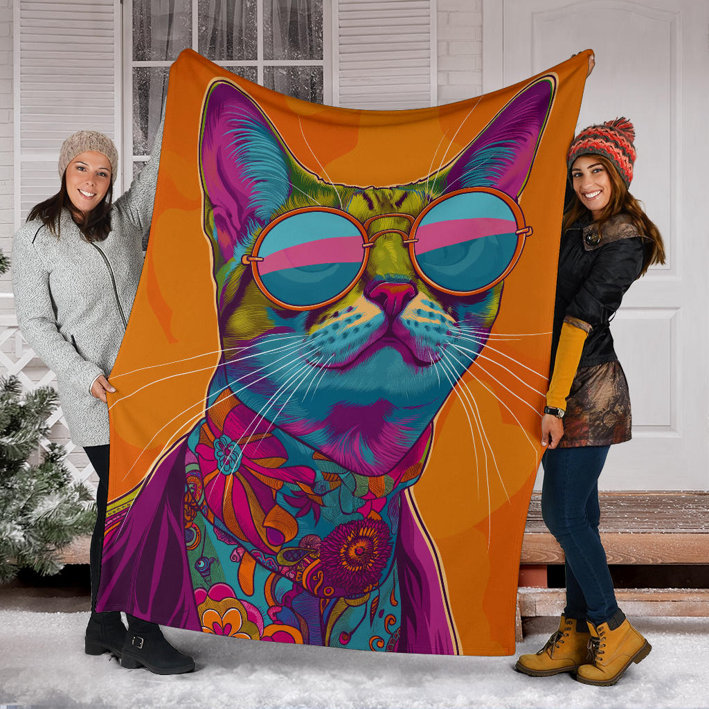 Ocicat Cat Blanket, Trippy Psychedelics Ocicat Cat Fleece Blanket, Ocicat Cat Throw Blanket, Ocicat Cat Gifts