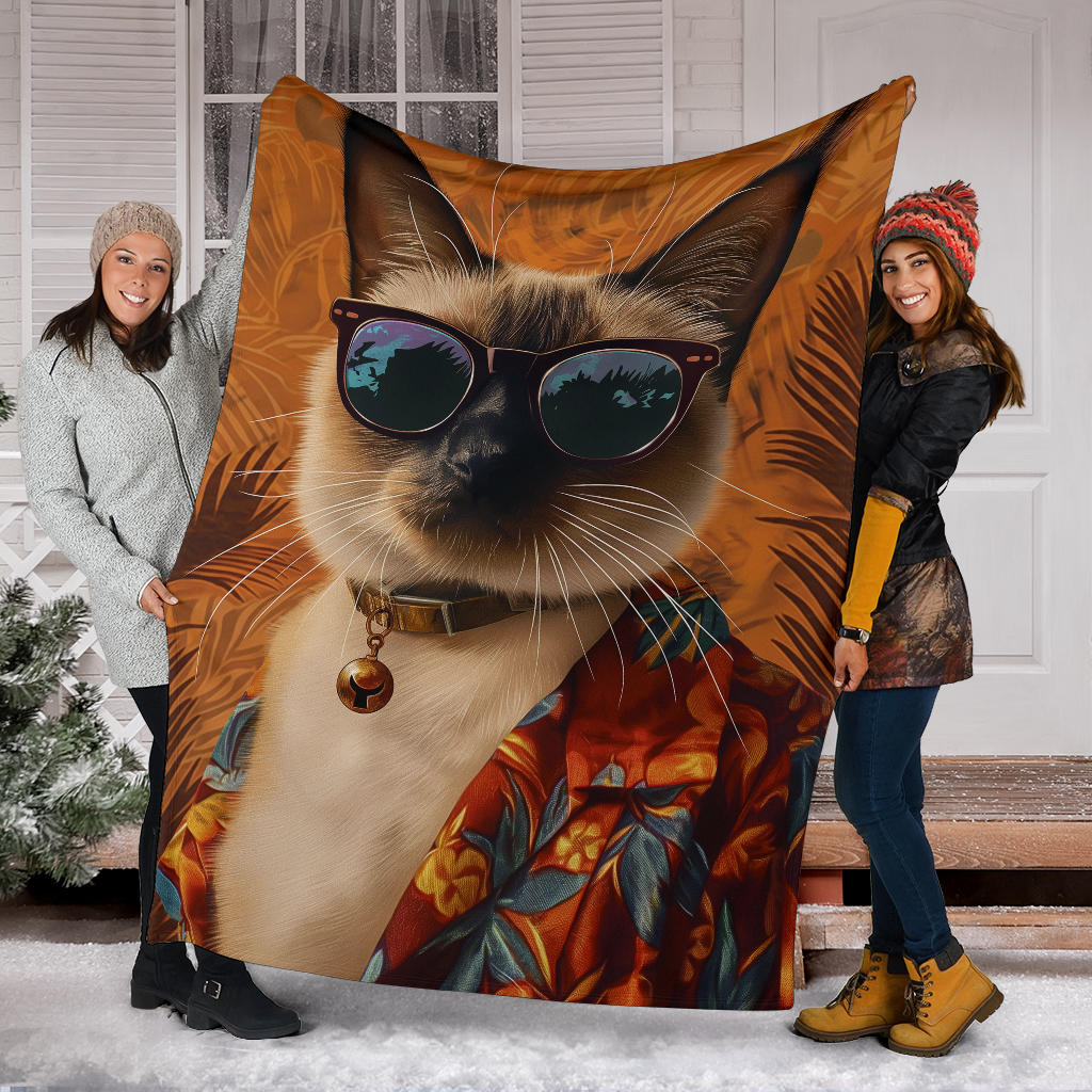 Balinese cat Blanket, Trippy Psychedelics Balinese cat Fleece Blanket, Balinese cat Throw Blanket, Balinese cat Gifts