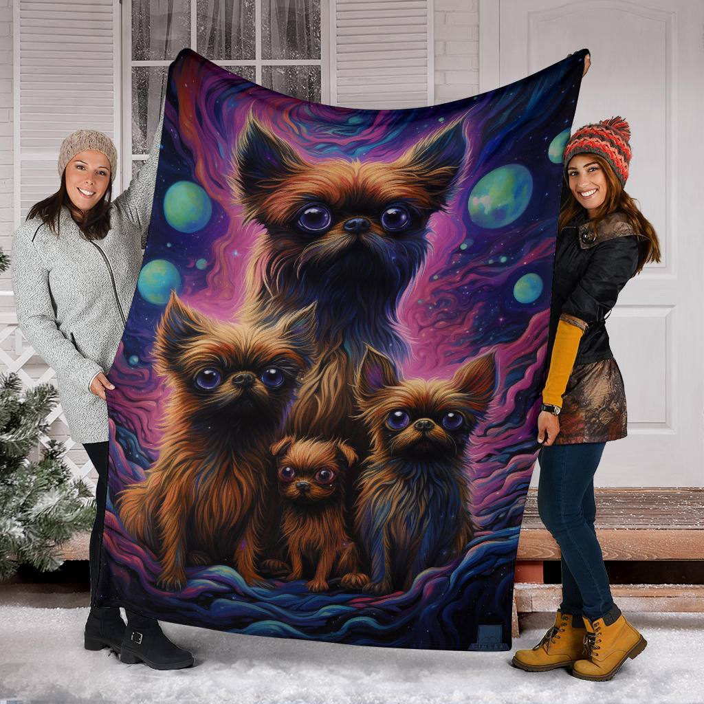 Brussels Griffon Blanket, Trippy Psychedelics Brussels Griffon Fleece Blanket, Brussels Griffon Throw Blanket, Brussels Griffon Gifts