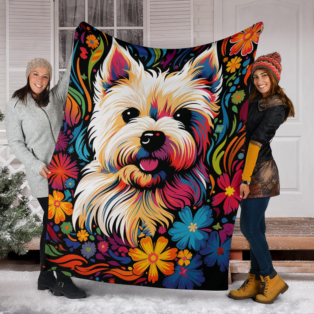 West Highland White Terrier Blanket, Trippy Psychedelics West Highland White Terrier Fleece Blanket, West Highland White Terrier Throw Blanket, West Highland White Terrier Gifts