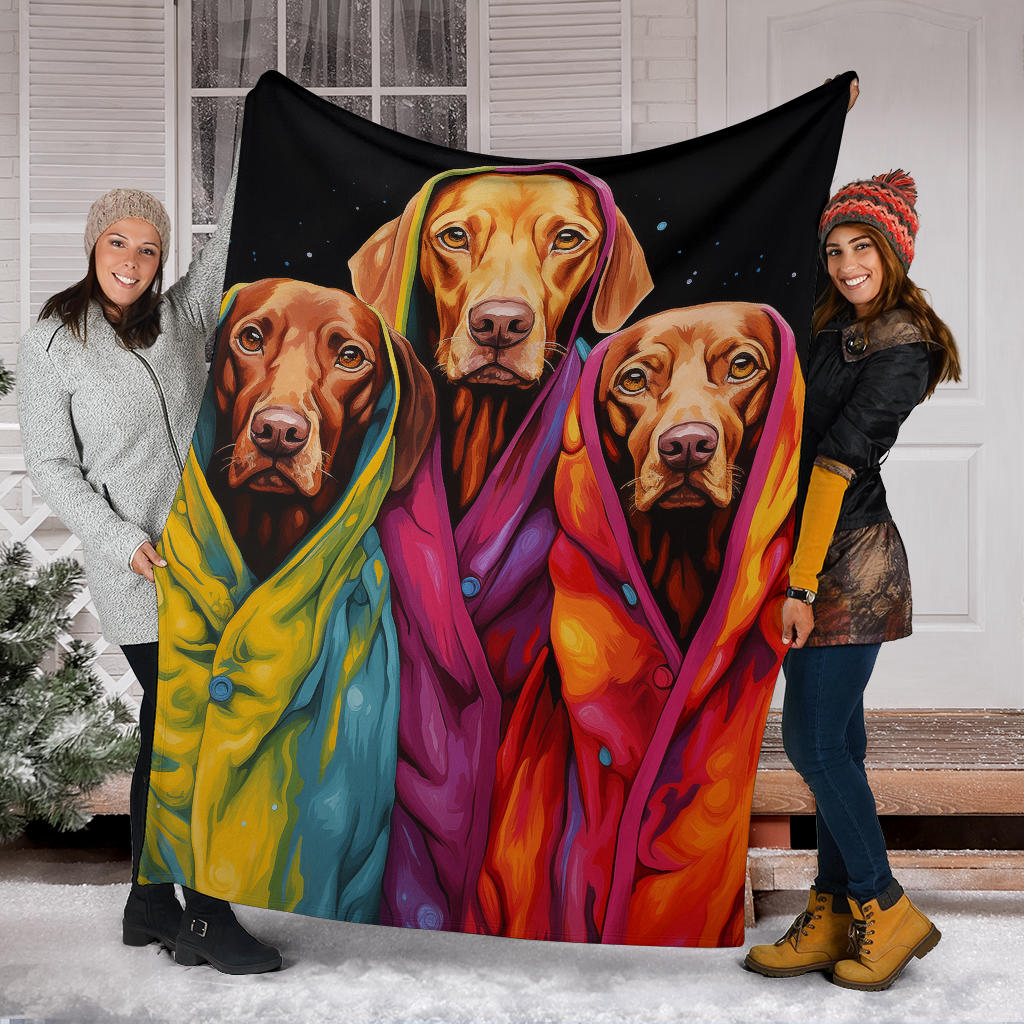 Vizsla Blanket, Trippy Psychedelics Vizsla Fleece Blanket, Vizsla Throw Blanket, Vizsla Gifts