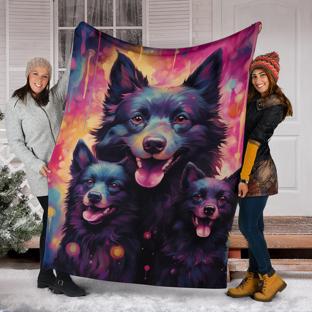 Schipperke Blanket, Trippy Psychedelics Schipperke Fleece Blanket, Schipperke Throw Blanket, Schipperke Gifts