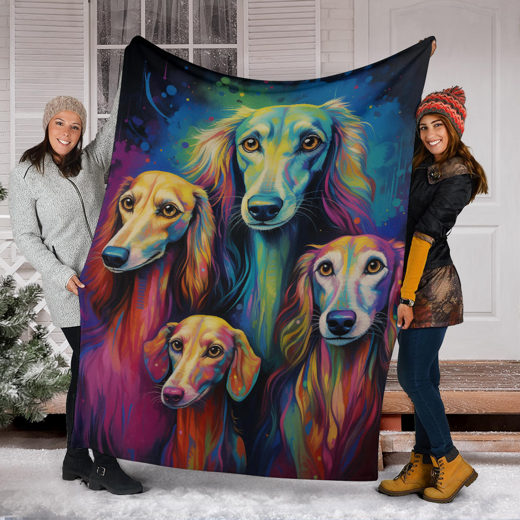 Saluki Blanket, Trippy Psychedelics Saluki Fleece Blanket, Saluki Throw Blanket, Saluki Gifts