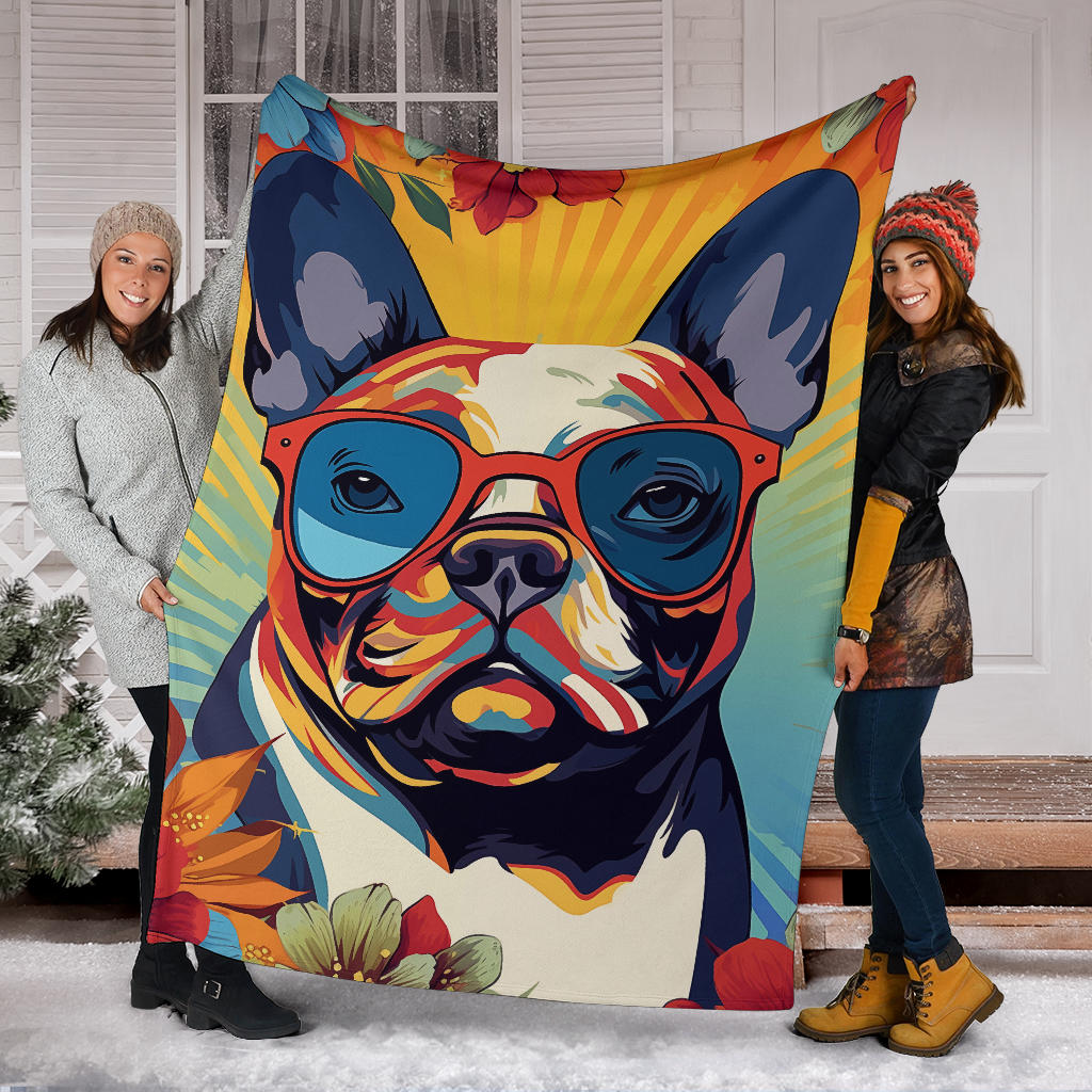 French Bulldog Blanket, Trippy Psychedelics French Bulldog Fleece Blanket, French Bulldog Throw Blanket, French Bulldog Gifts