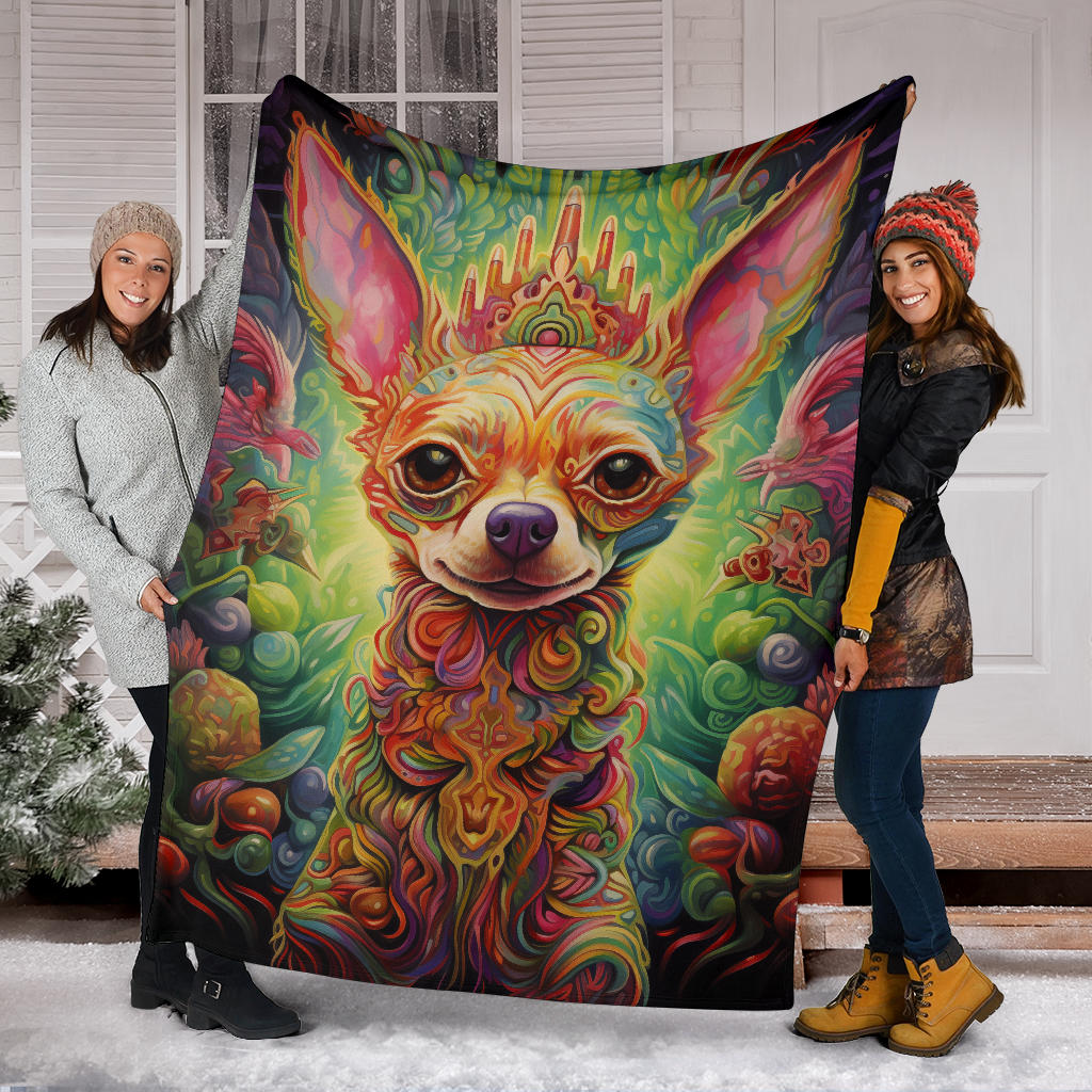 Trippy Psychedelics Chihuahua Blanket, Chihuahua Throw Blanket, Chihuahua Fleece Blanket, Chihuahua Gifts