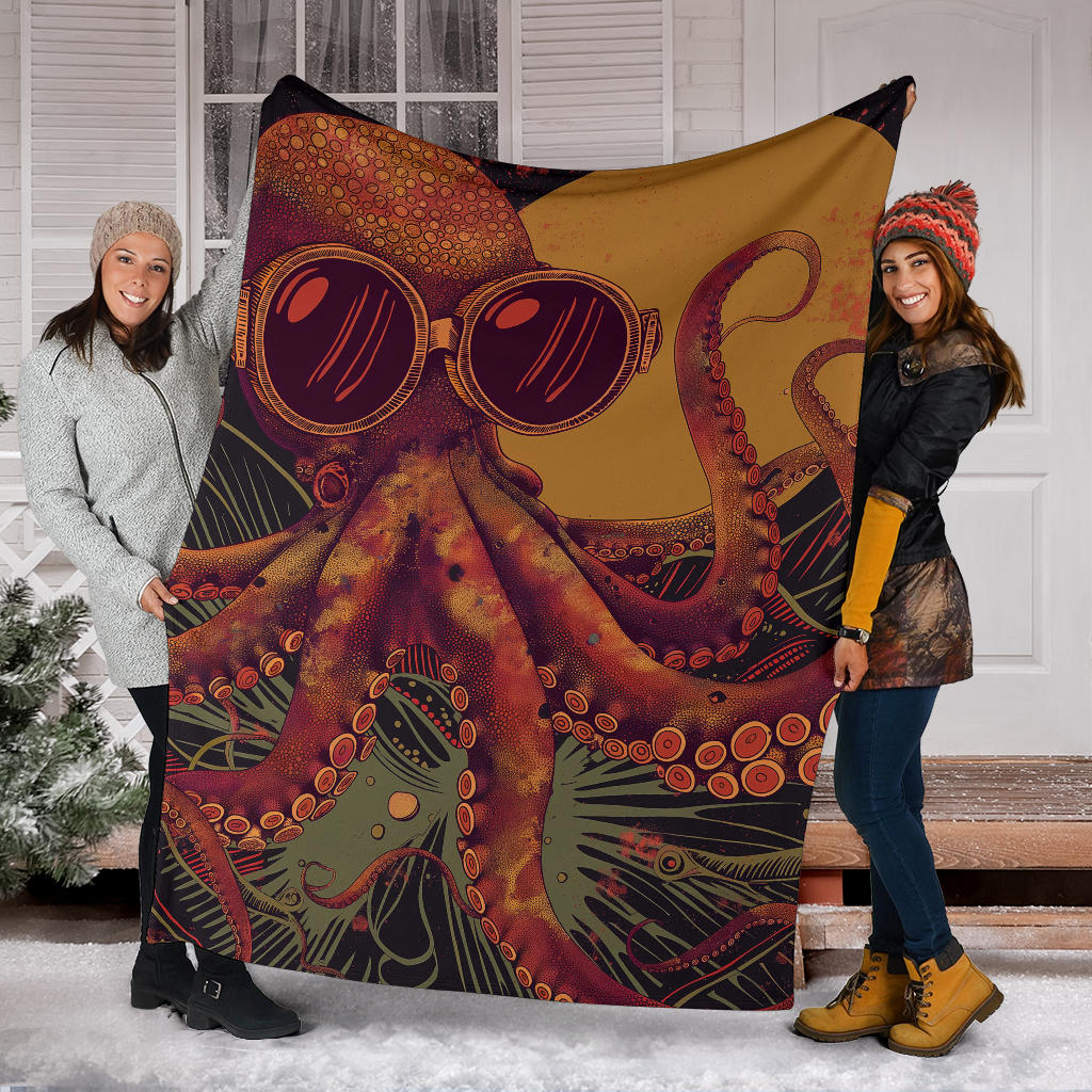 Octopus Blanket, Trippy Psychedelics Octopus Fleece Blanket, Octopus Throw Blanket, Octopus Gifts