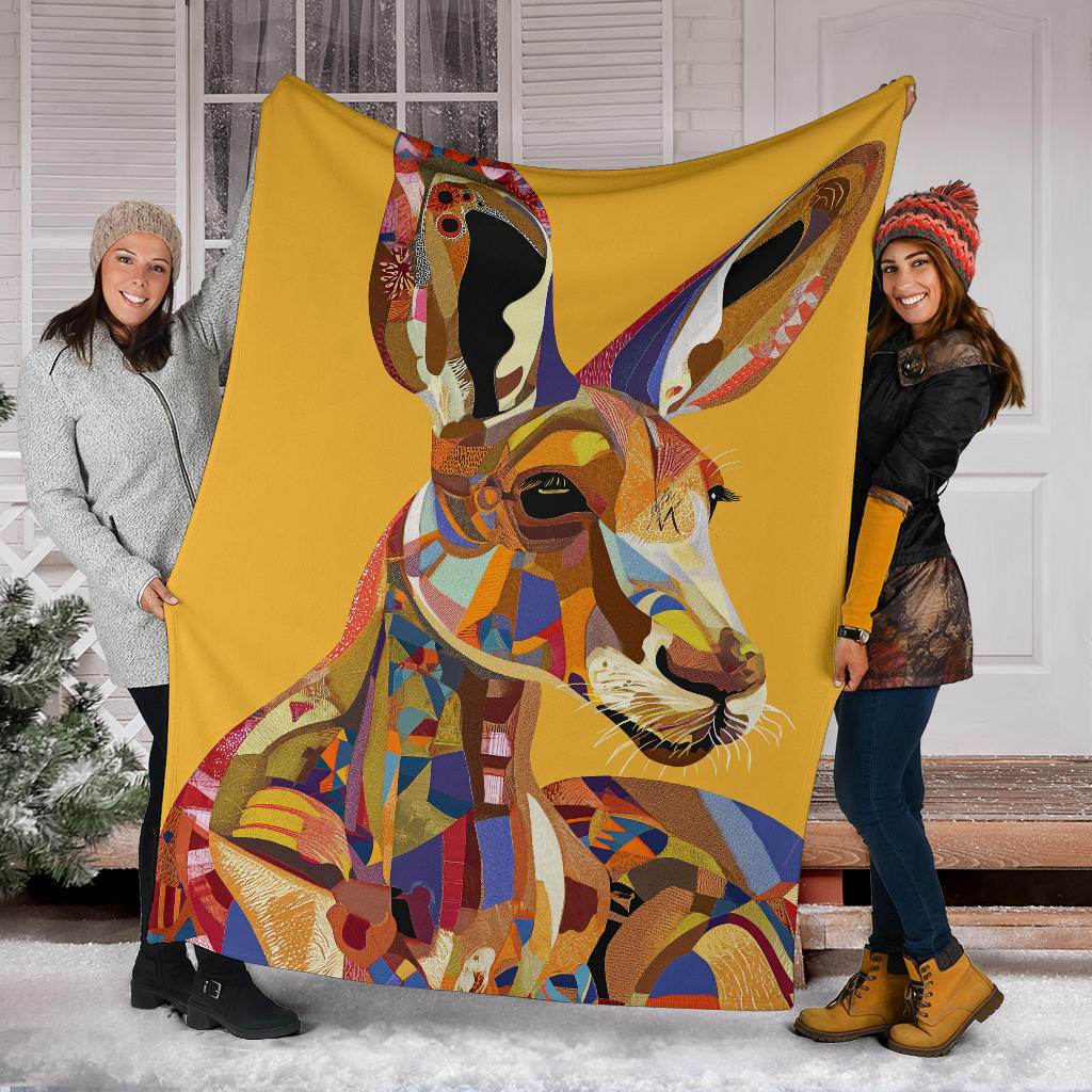 Kangaroo Blanket, Trippy Psychedelics Kangaroo Fleece Blanket, Kangaroo Throw Blanket, Kangaroo Gifts