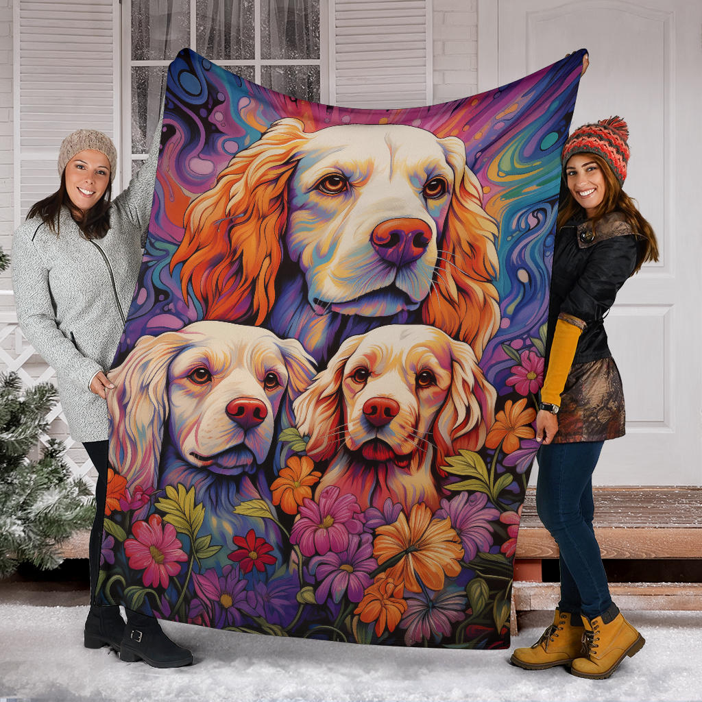 Clumber Spaniel Blanket, Trippy Psychedelics Clumber Spaniel Fleece Blanket, Clumber Spaniel Throw Blanket, Clumber Spaniel Gifts