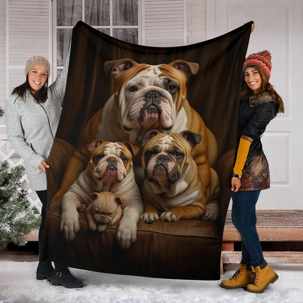 Bulldog Family Blanket, Bulldog Gifts, Bulldog Blanket, Bulldog Throw Blanket