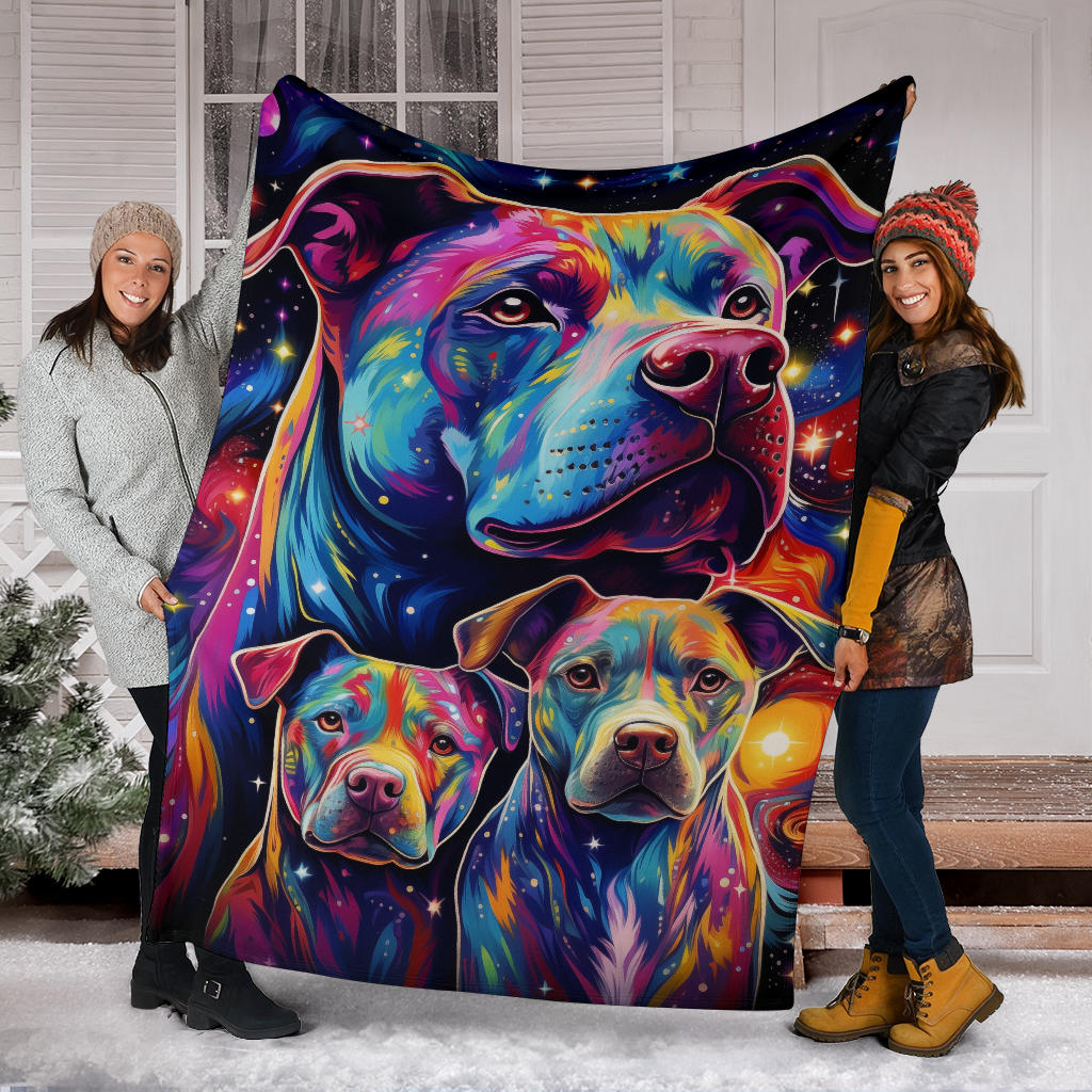 American Pit Bull Blanket, Trippy Psychedelics American Pit Bull Fleece Blanket, American Pit Bull Throw Blanket, American Pit Bull Gifts