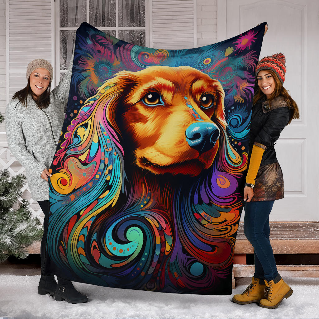 Trippy Psychedelics Dachshund Blanket, Dachshund Throw Blanket, Dachshund Fleece Blanket, Dachshund Gifts