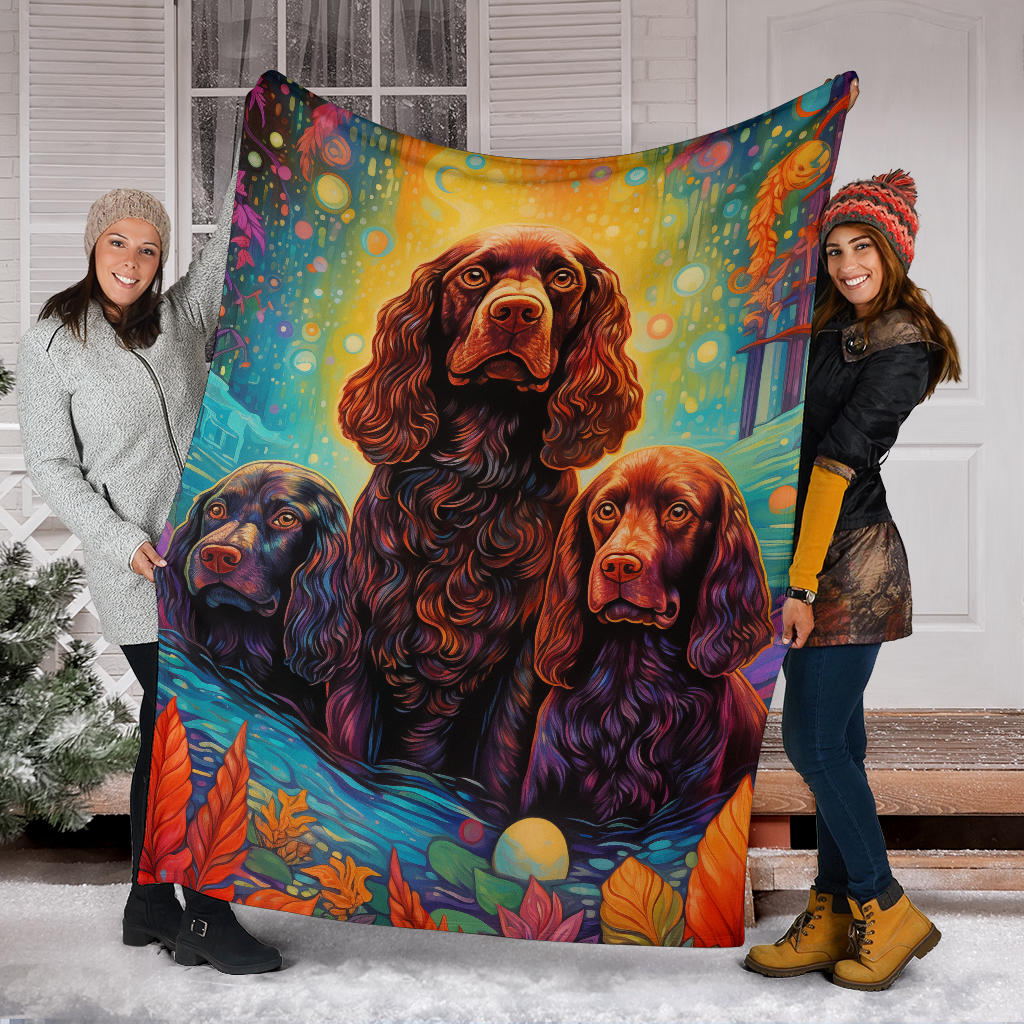 American Water Spaniel Blanket, Trippy Psychedelics American Water Spaniel Fleece Blanket, American Water Spaniel Throw Blanket, American Water Spaniel Gifts