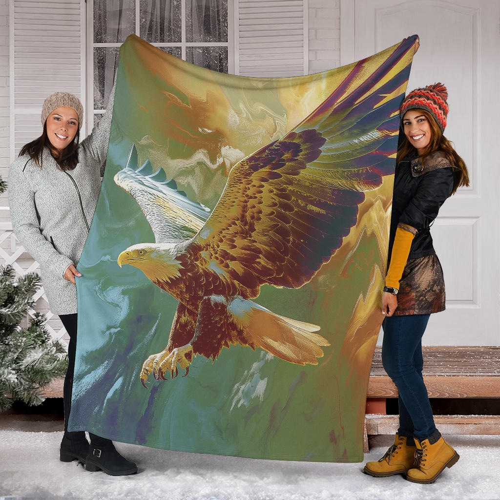 Eagle Blanket, Trippy Psychedelics Eagle Fleece Blanket, Eagle Throw Blanket, Eagle Gifts