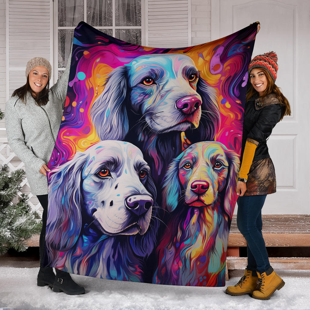 English Setter Blanket, Trippy Psychedelics English Setter Fleece Blanket, English Setter Throw Blanket, English Setter Gifts