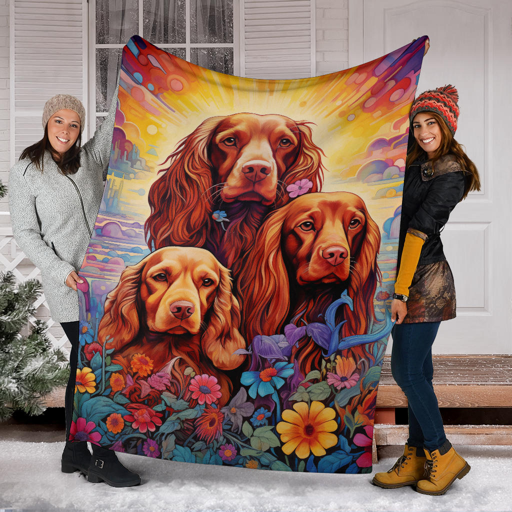 Sussex Spaniel Blanket, Trippy Psychedelics Sussex Spaniel Fleece Blanket, Sussex Spaniel Throw Blanket, Sussex Spaniel Gifts