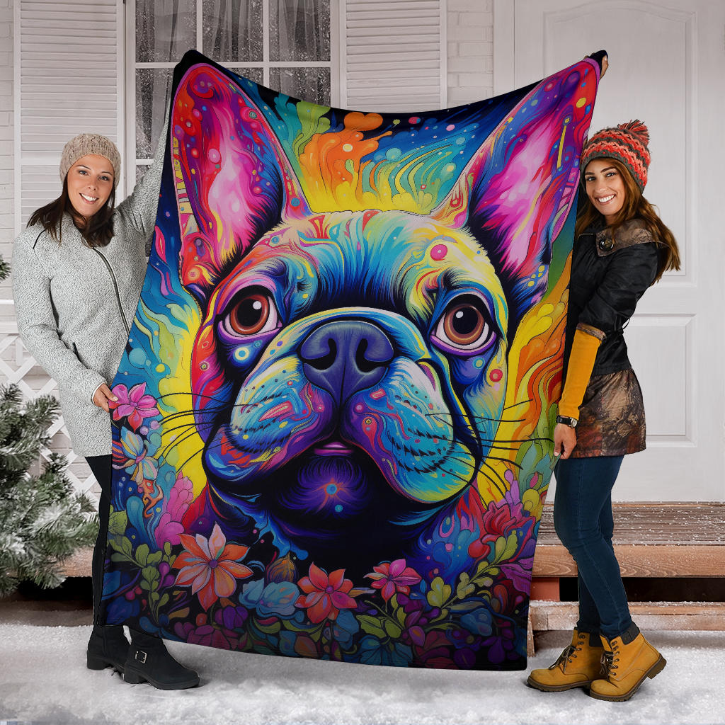 French Bulldog Blanket, French Bulldog Trippy Blanket, French Bulldog Gifts,French Bulldog Throw Blanket