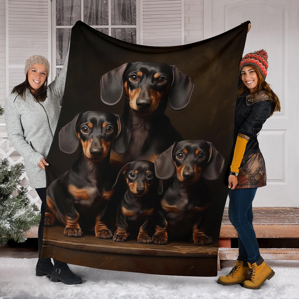 Dachshund Family Blanket, Dachshund Fleece Blanket, Dachshund Gifts, Dachshund Throw Blanket