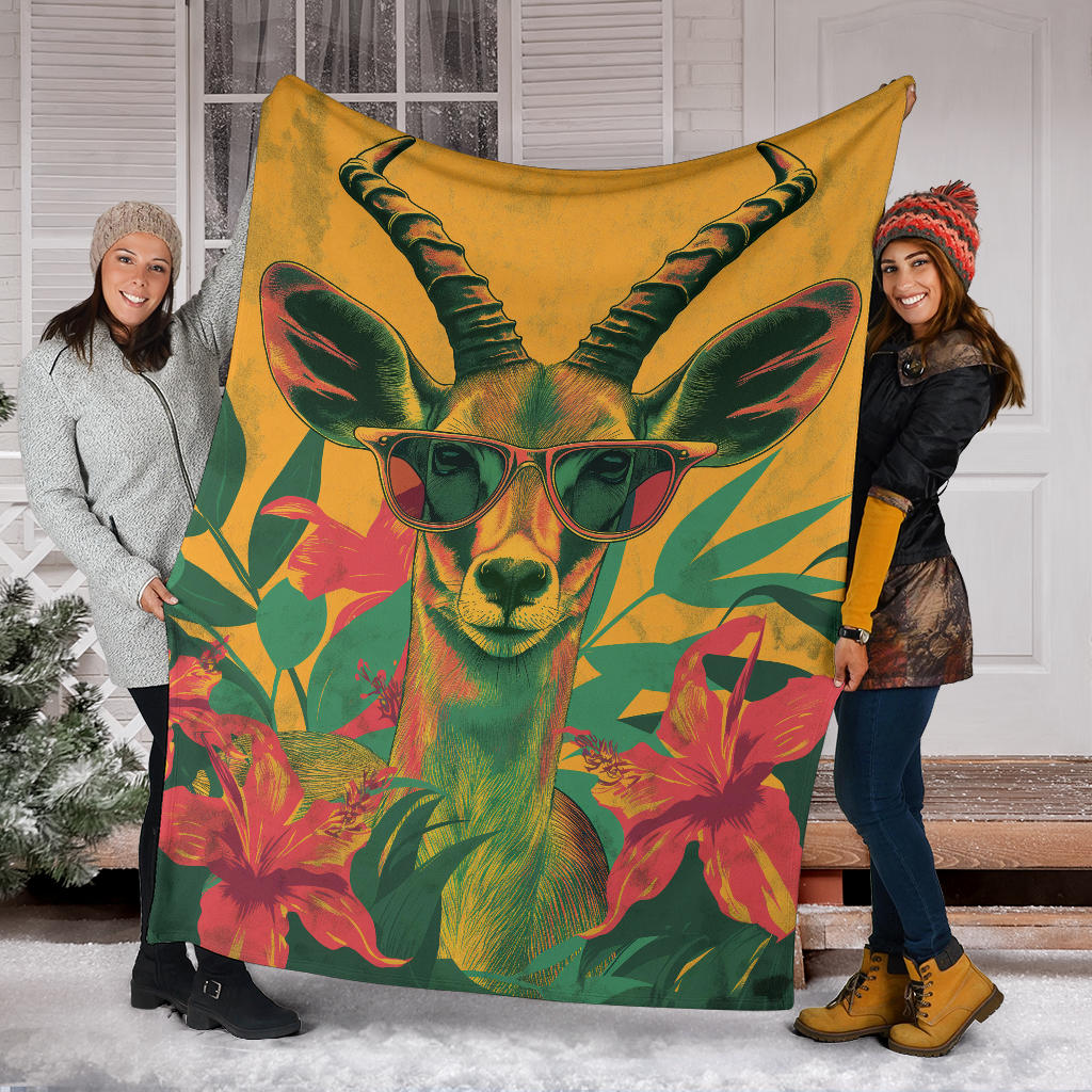 Gazelle animal Blanket, Trippy Psychedelics Gazelle animal Fleece Blanket, Gazelle animal Throw Blanket, Gazelle animal Gifts