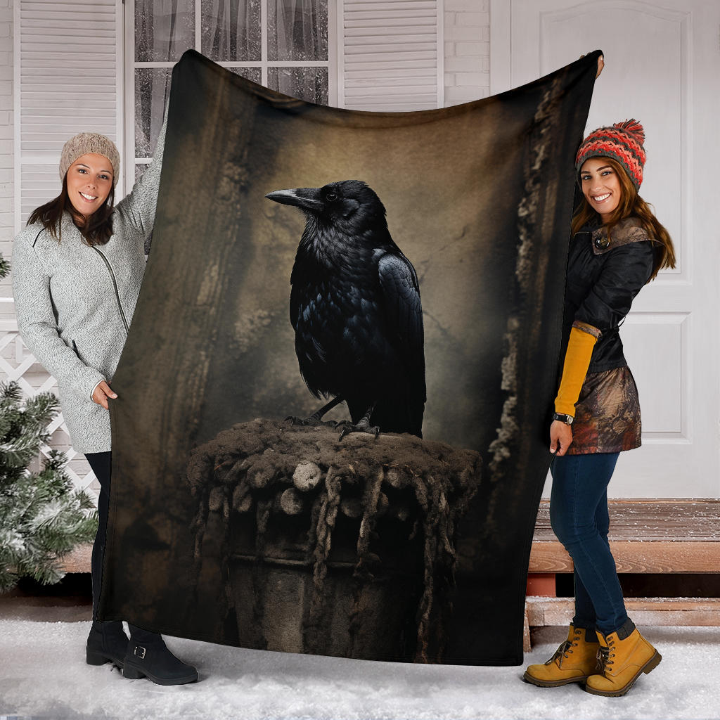 Crow Raven Blanket,  Goth Gifts, Crow Fleece Blanket, Crow Gifts, Crow Custom Blanket, Witchy Blanket