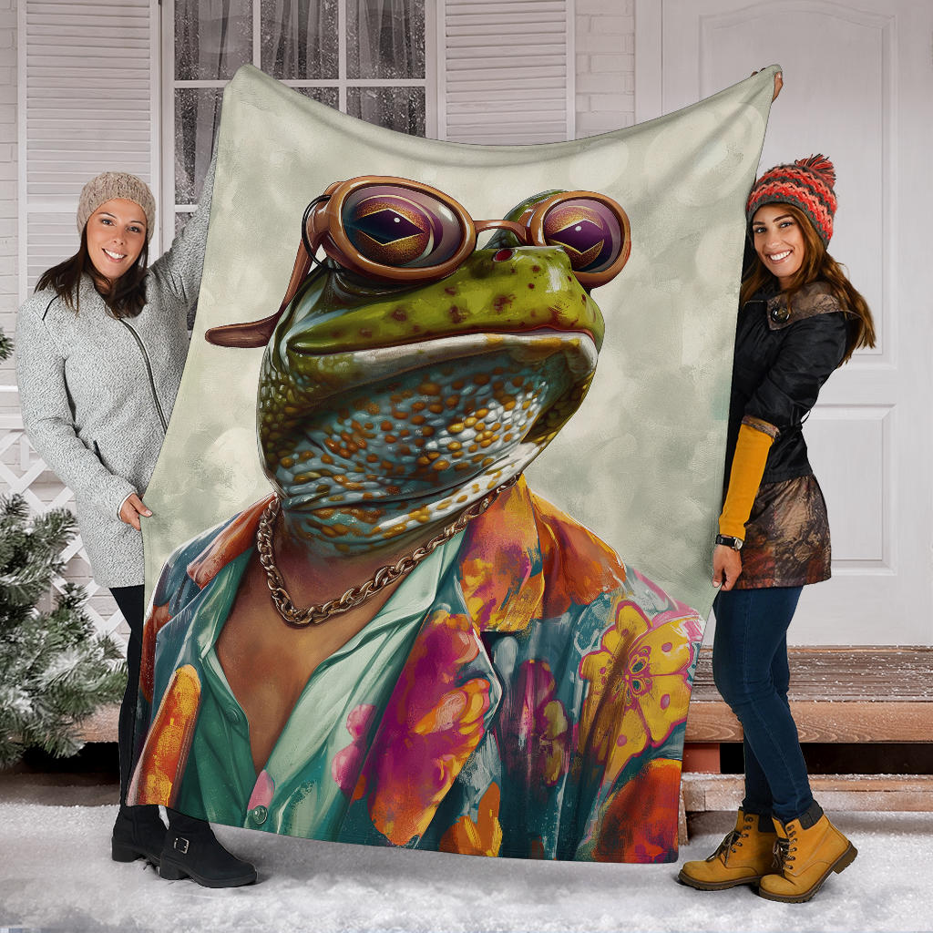 Frog Blanket, Trippy Psychedelics Frog Fleece Blanket, Frog Throw Blanket, Frog Gifts