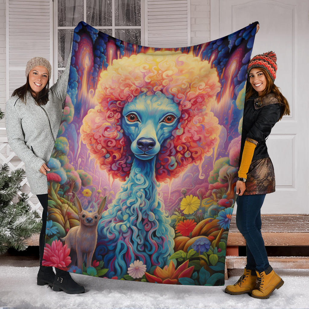 Trippy Psychedelics Poodle Blanket, Poodle Throw Blanket, Poodle Fleece Blanket, Poodle Gifts