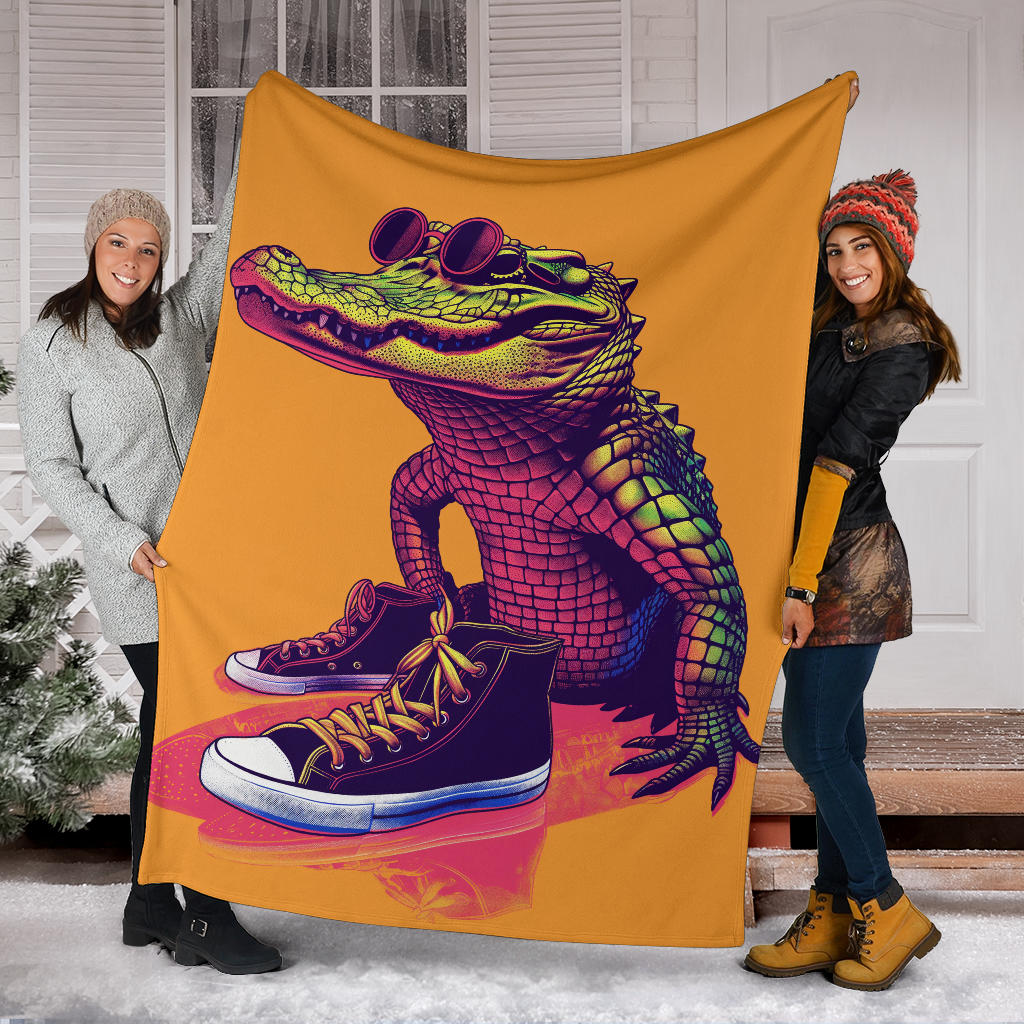 Alligator Blanket, Trippy Psychedelics Alligator Fleece Blanket, Alligator Throw Blanket, Alligator Gifts