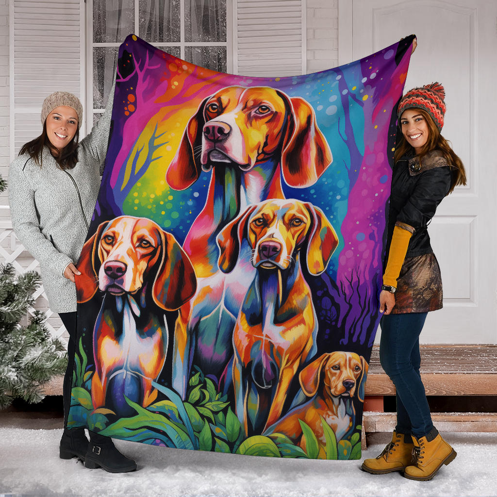 Treeing Walker Coonhound Blanket, Trippy Psychedelics Treeing Walker Coonhound Fleece Blanket, Treeing Walker Coonhound Throw Blanket, Treeing Walker Coonhound Gifts