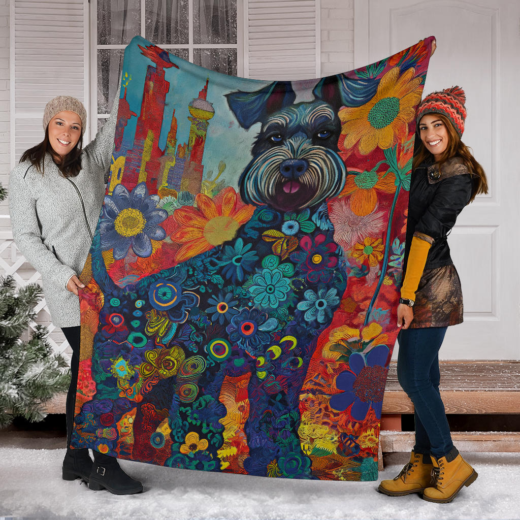 Kerry Blue Terrier Blanket, Trippy Psychedelics Kerry Blue Terrier Fleece Blanket, Kerry Blue Terrier Throw Blanket, Kerry Blue Terrier Gifts