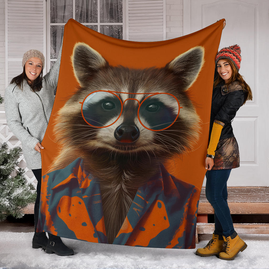 Raccoon Blanket, Trippy Psychedelics Raccoon Fleece Blanket, Raccoon Throw Blanket, Raccoon Gifts