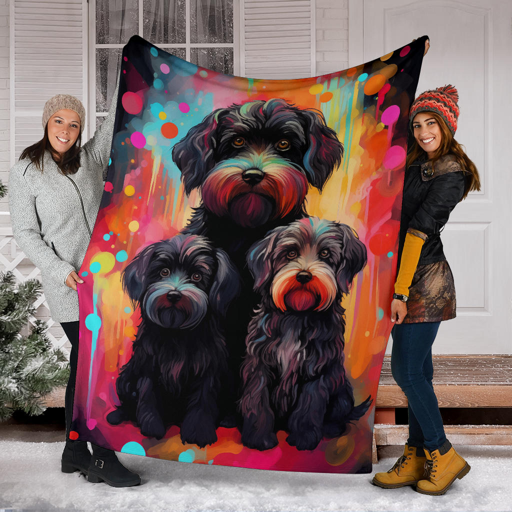 Black Russian Terrier Blanket, Trippy Psychedelics Black Russian Terrier Fleece Blanket, Black Russian Terrier Throw Blanket, Black Russian Terrier Gifts