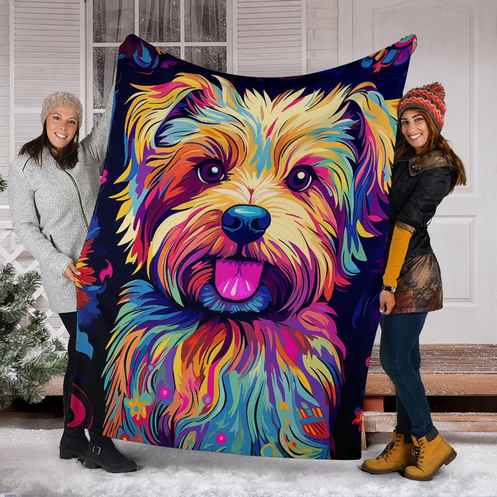 Norfolk Terrier Blanket, Trippy Psychedelics Norfolk Terrier Fleece Blanket, Norfolk Terrier Throw Blanket, Norfolk Terrier Gifts