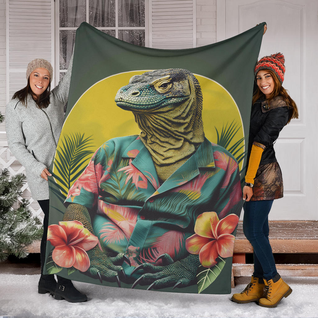 Komodo Dragon Blanket, Trippy Psychedelics Komodo Dragon Fleece Blanket, Komodo Dragon Throw Blanket, Komodo Dragon Gifts