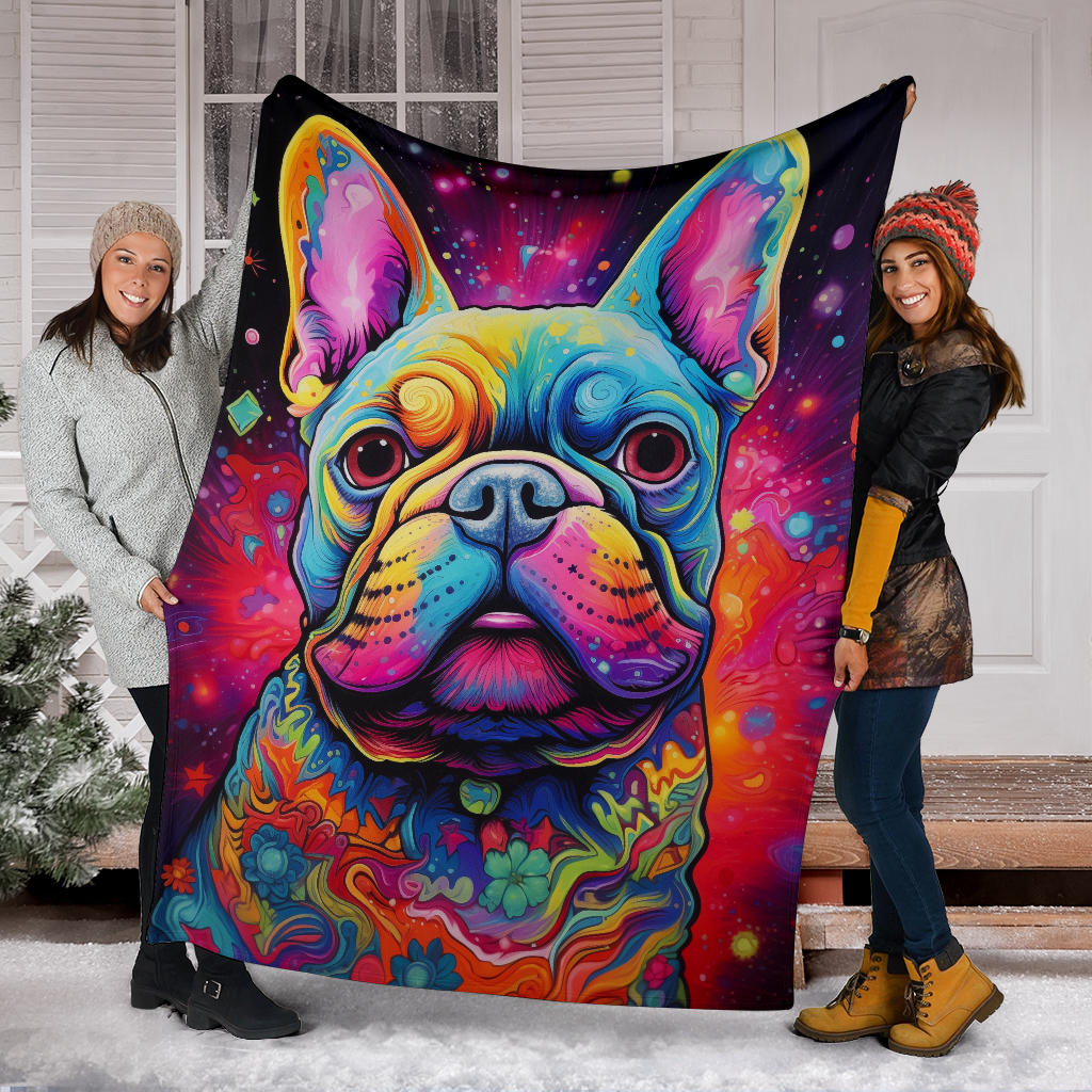 French Bulldog Blanket, French Bulldog Trippy Blanket, French Bulldog Gifts,French Bulldog Throw Blanket