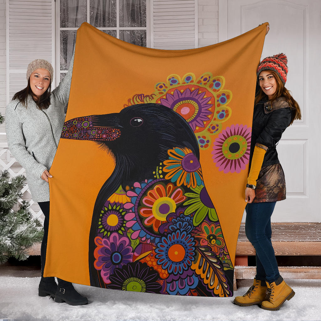 Crow bird Blanket, Trippy Psychedelics Crow bird Fleece Blanket, Crow bird Throw Blanket, Crow bird Gifts